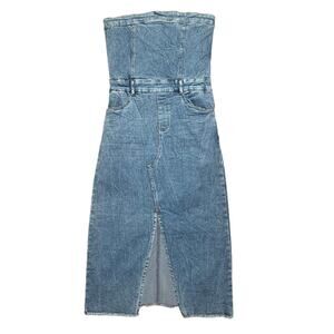 Strapless y2k style denim dress